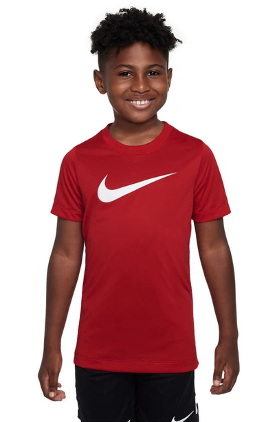 Nike Kids' Big Boys Dri-fit Legend Graphic T-shirt In University Red/ White