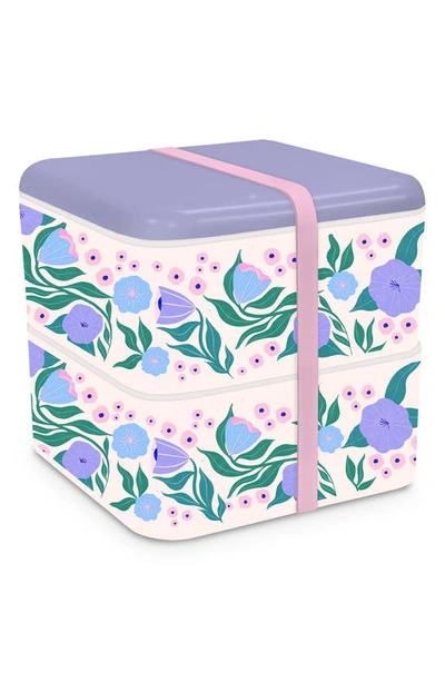 Studio Oh Folk Art Flowers Lavender Lunch Box In Purple