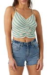 O'neill Vallarta Stripe Ruched Crop Tank In Blue Multi Colored