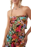 O'neill Jayson Strapless Floral Top In Red Multi Colored