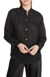 Vince Drapey Stripe Band-collar Shirt In Marina