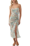 O'neill Tavia Floral Ruched Midi Sundress In Blue Multi