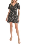 Lush Moss Crepe Floral Minidress In Black Floral