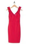Eliza J Bow Shoulder Crepe Sheath Dress In Cherry