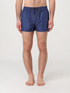 Dolce & Gabbana Boxer Da Mare Medio Con Placchetta Logata In Blue