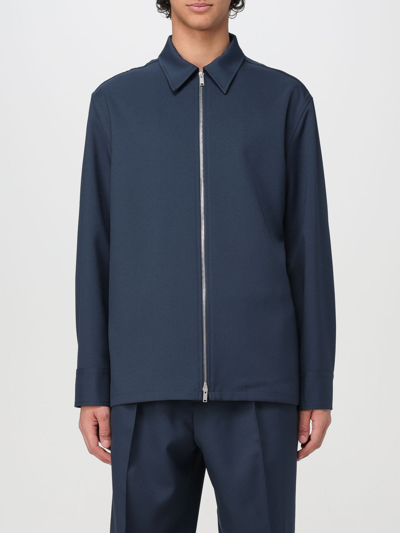 Jil Sander Fine Tech Gabardine Zipped Shirt In Blue 1