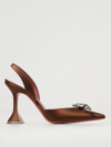 Amina Muaddi Begum Crystal Pointed Toe Slingback Pump In Brown