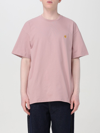 Carhartt Pastel Pink Cotton Chase T-shirt In Pink