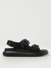 Alexander Mcqueen Black Slide Sandals With Embossed Logo In Leather Man In Black