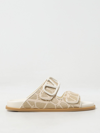 Valentino Vlogo Toile Iconographe Slide Sandal In Beige