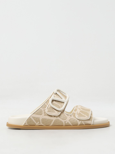 Valentino Garavani Off-white & Beige Vlogo Toile Iconographe Sandals