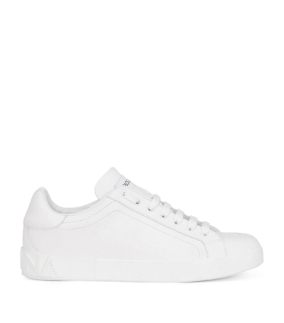 Dolce & Gabbana Leather Logo Sneakers In White