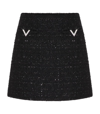Valentino Tweed Mini Skirt In Black