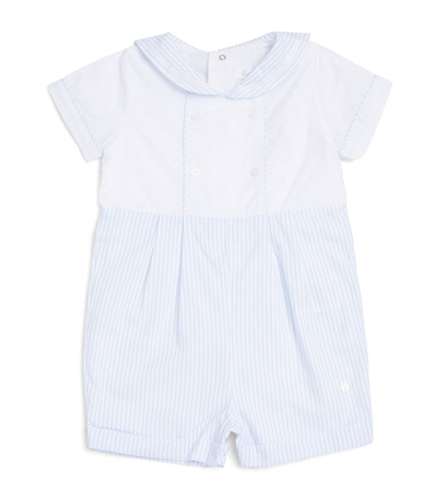 Patachou Kids' Cotton Striped Playsuit (1-24 Months) In Blue