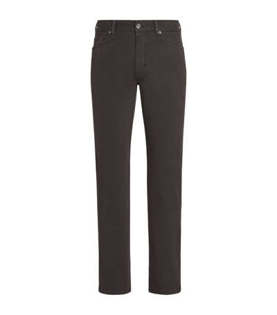 Zegna Men's Stretch Cotton Roccia Jeans In Dark Brown