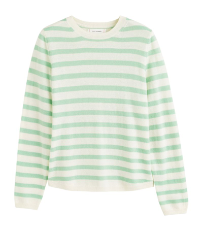 Chinti & Parker Wool-cashmere Striped Elbow-patch Jumper In White