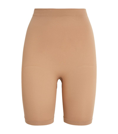 Skims Seamless Sculpt Mid-thigh Shorts In Nude