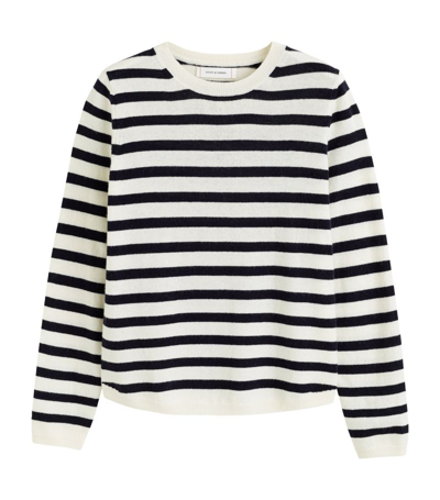 Chinti & Parker Wool-cashmere Striped Elbow-patch Sweater In Blue