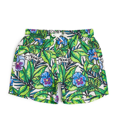 Kenzo Kids' Logo-print Swim Shorts In Mint Green