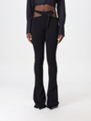 Attico Cut-out Flared Pants In Black