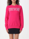 Versace Jeans Couture Logo-embroidered Cotton Sweatshirt In Pink