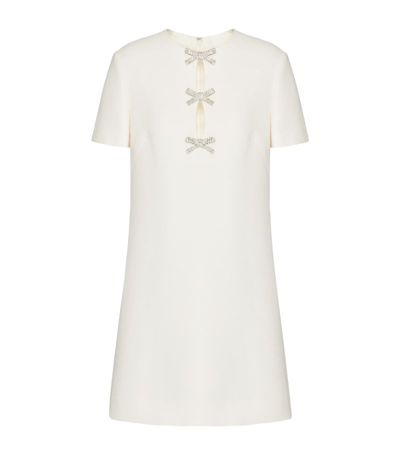 Valentino Wool-silk Bow-detail Mini Dress In White
