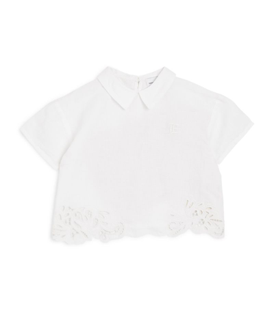 Ermanno Scervino Junior Kids' Linen-cotton Logo Shirt (4-14 Years) In White