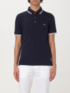 Fay Stretch Piquet Ribbed Polo Shirt In Blue