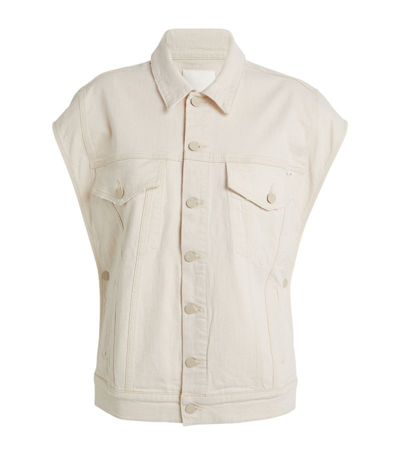 Mother The Drifter Denim Waistcoat In Cream