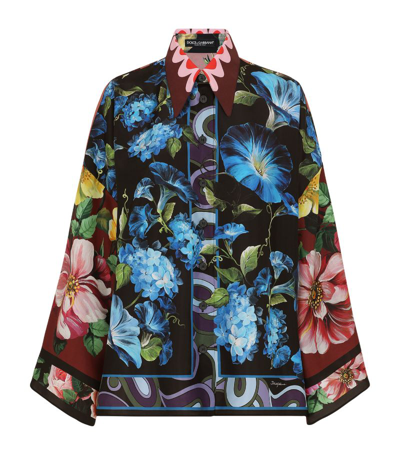 Dolce & Gabbana Floral-print Silk Shirt In Multicolour