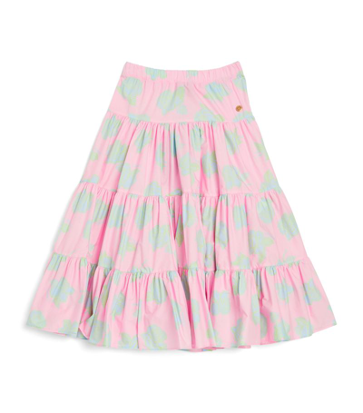 Young Versace Kids' Rose Print Maxi Skirt (4-12 Years) In Pink