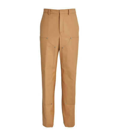 Palm Angels Cotton-blend Tailored Trousers In Beige