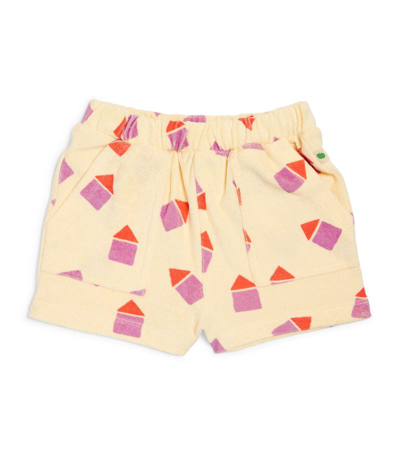 The Bonnie Mob Kids'  Terry Towelling Beach Hut Shorts (2-4 Years) In Pink