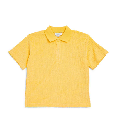 Marc Jacobs Kids' Logo-embossed Towelling-finish Polo Shirt In Yellow