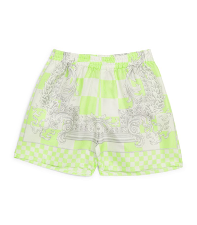 Young Versace Kids' Silk Baroque Print Shorts (6-36 Months) In Multi