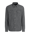 ZEGNA LINEN-COTTON WASHED DENIM SHIRT