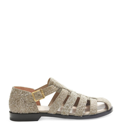 Loewe Campo Cutout Brushed-suede Sandals In Nude