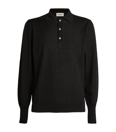 Officine Generale Knitted Brutus Polo Shirt In Black
