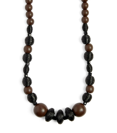 Marina Rinaldi Wooden Beaded Necklace In Black