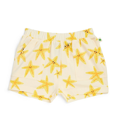 The Bonnie Mob Kids'  Starfish Print Simple Shorts (2-4 Years) In Yellow
