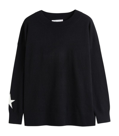 Chinti & Parker Wool-cashmere Star Slouchy Sweater In Black