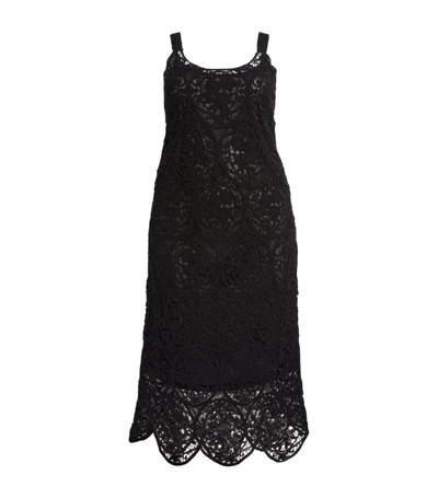 Marina Rinaldi Knitted Lace Midi Dress In Black