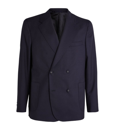 Officine Generale Notched Double-breasted Blazer In Black