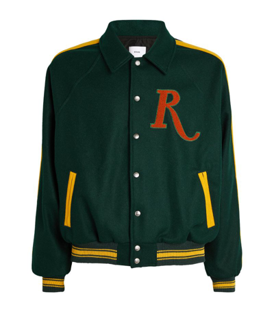Rhude Wool-blend Varsity Bomber Jacket In Green