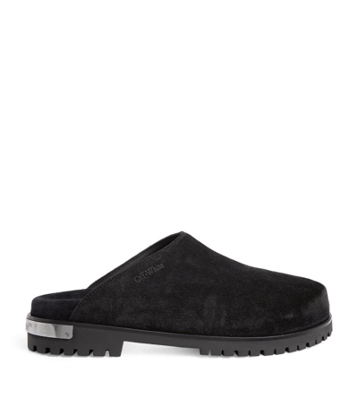 Off-white Suede Clogs In Black