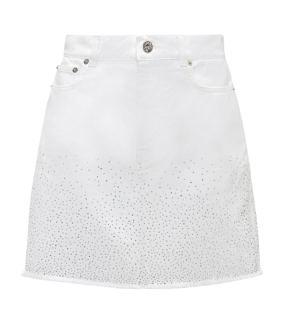 Jw Anderson Crystal Hem Denim Mini Skirt In White