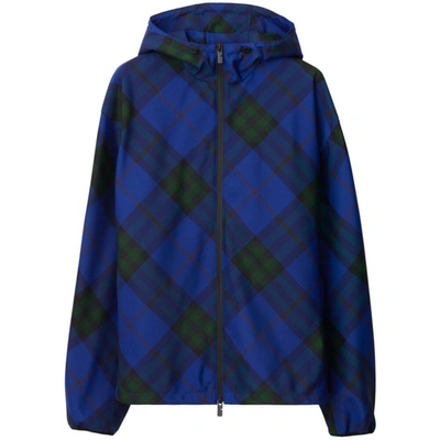 Burberry Blue Check Jacket In Knight