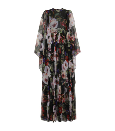 Dolce & Gabbana Silk Floral Print Gown In Multi