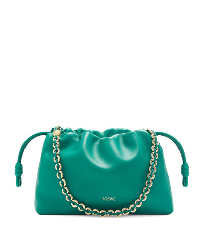 Loewe Leather Flamenco Shoulder Bag In Emerald Green