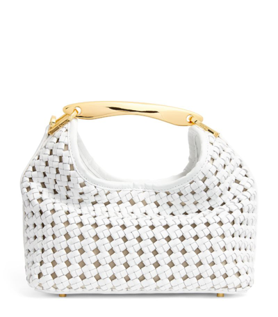 Elleme Leather Woven Boomerang Tote Bag In White